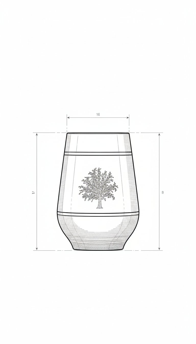 Sagan Glass - Bronze - Traditional Drinking Tumbler dimensions diagram - Viviana London artisan product specification